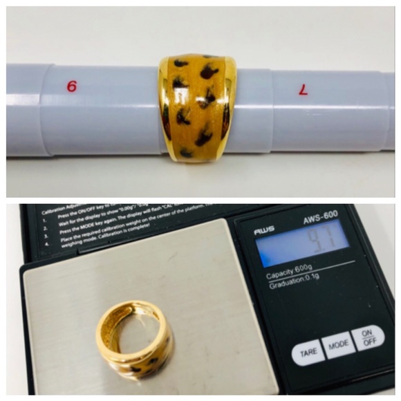 Sterling silver, gold overlay leopard print ring - Picture 8 of 9